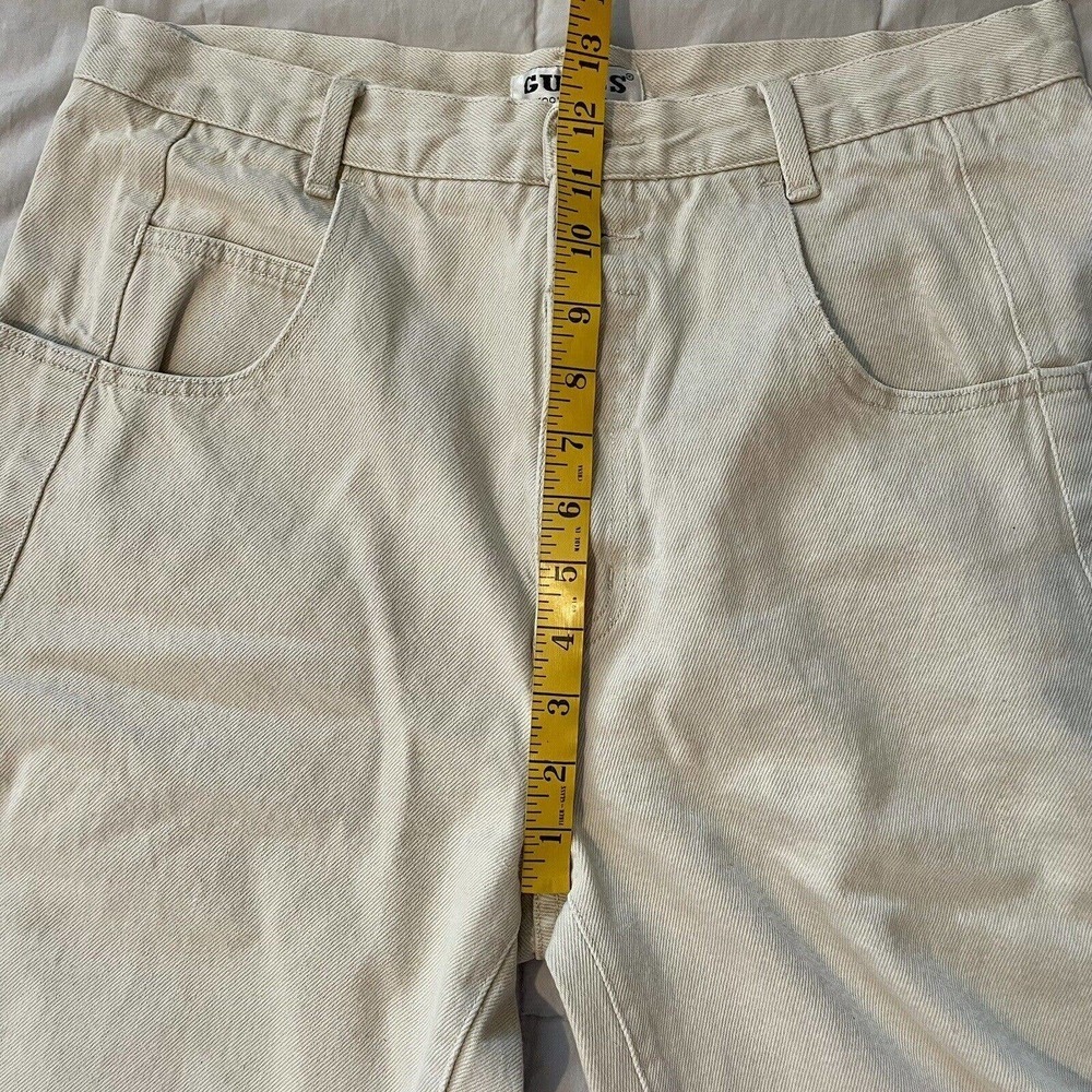 SOLD Vintage Guess Denim Jean Shorts Jorts Cream Size 34 X 10 Men 80s 90s Str… - Picture 7 of 10